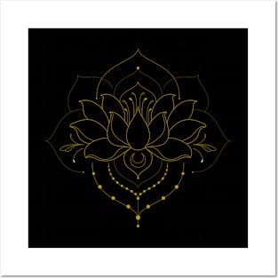 Blooming Lotus Flower / Mandala Version / Gold-ish Posters and Art